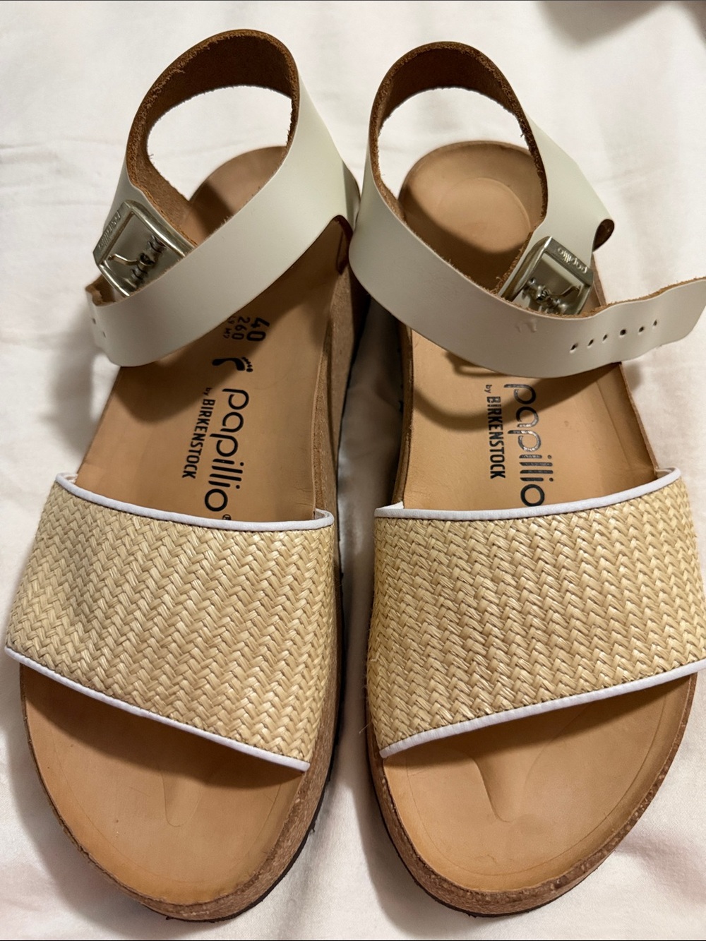 Papillio Cream & Natural Woven Strap Platform Sandals